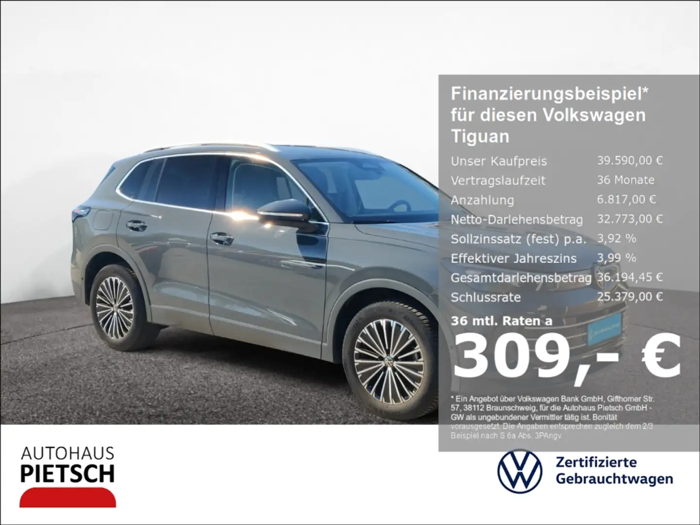 Volkswagen Tiguan 1.5 eTSI Elegance AHK ACC 360°Assist-Pack Grau - 1