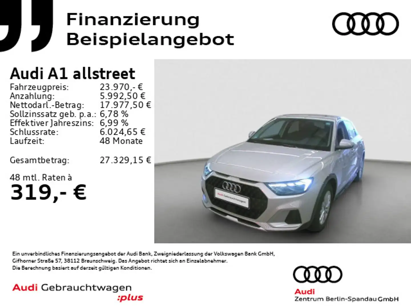 Audi A1 A1 Allstreet 30 TFSI *LED*GRA*Virt.C*PDC+*SHZ* Silber - 1