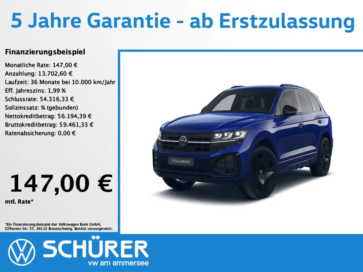 Volkswagen Touareg 3.0TDI R-Line Blackstyle Pano StdHz Luft Keyles... Blau - 1