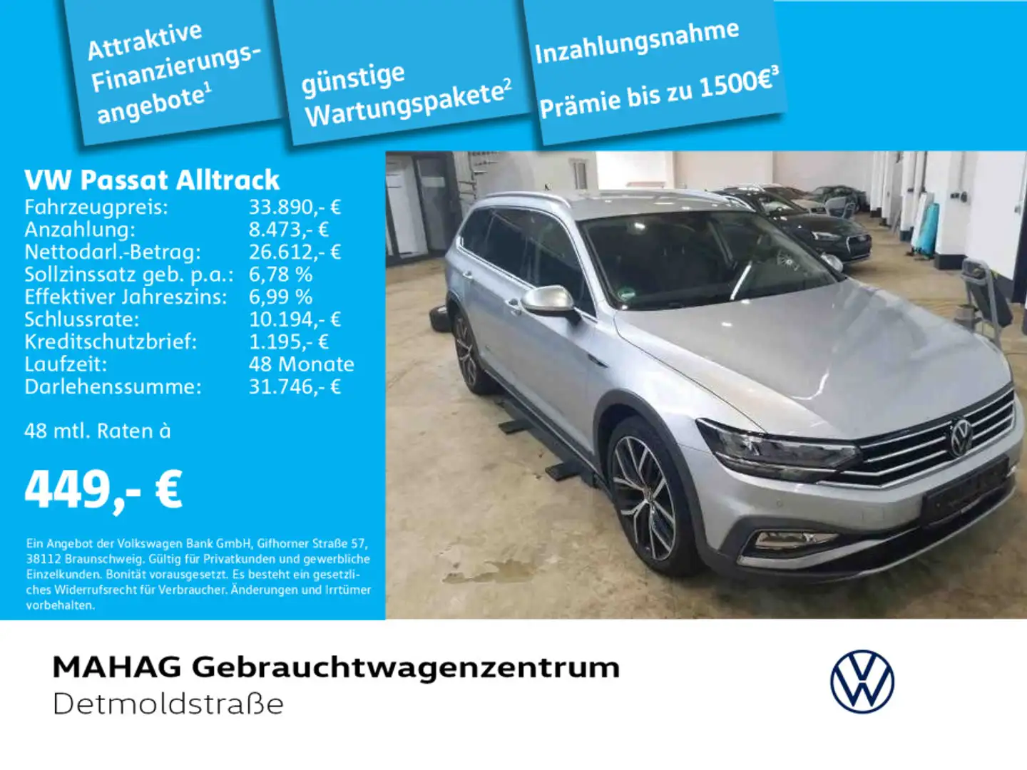 Volkswagen Passat Alltrack 2.0 TDI 4Mot AHK Navi LED Kamera Silber - 1