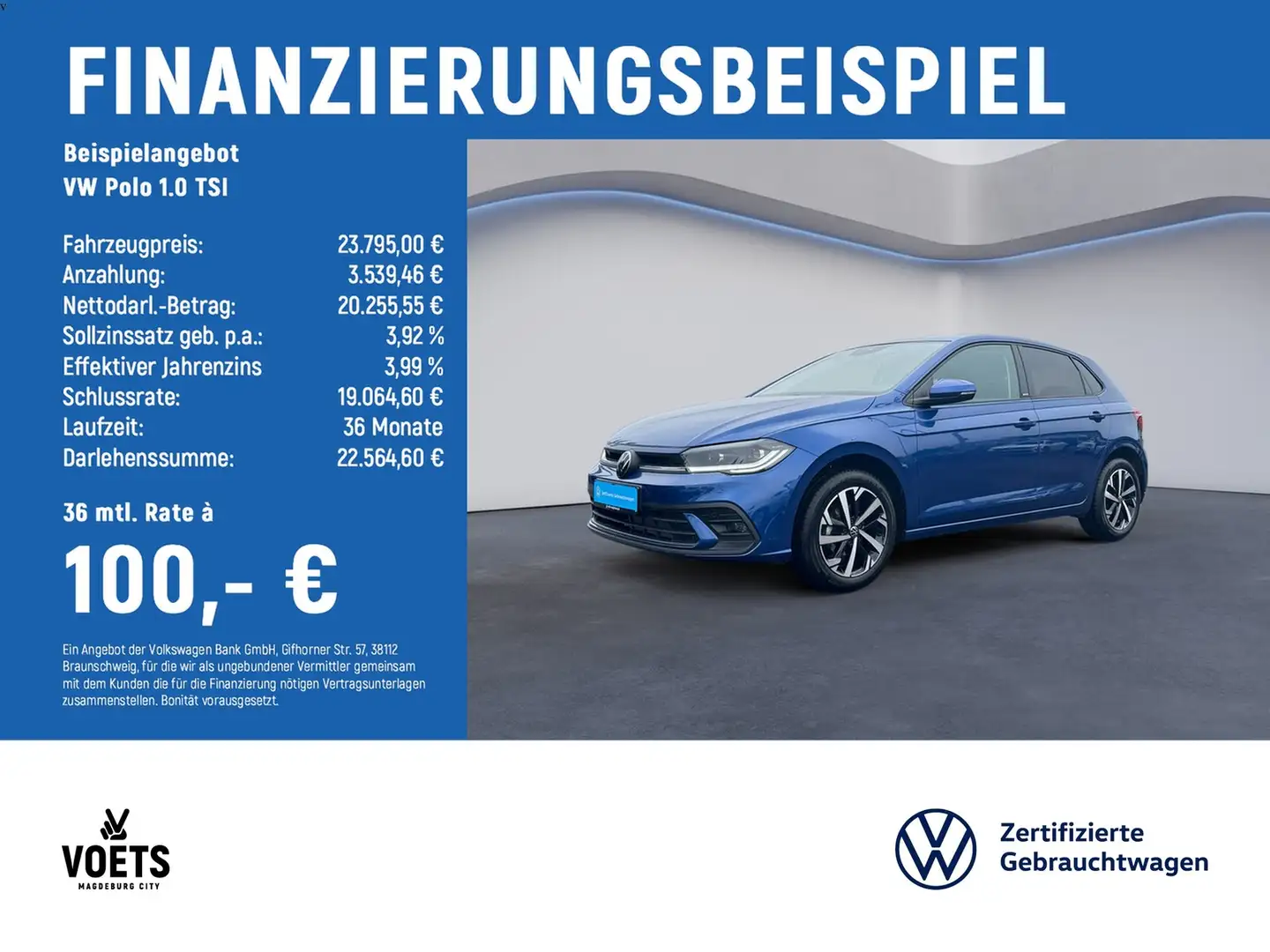 Volkswagen Polo 1.0 TSI Move DSG+NAVI+LED+AHK Blau - 2