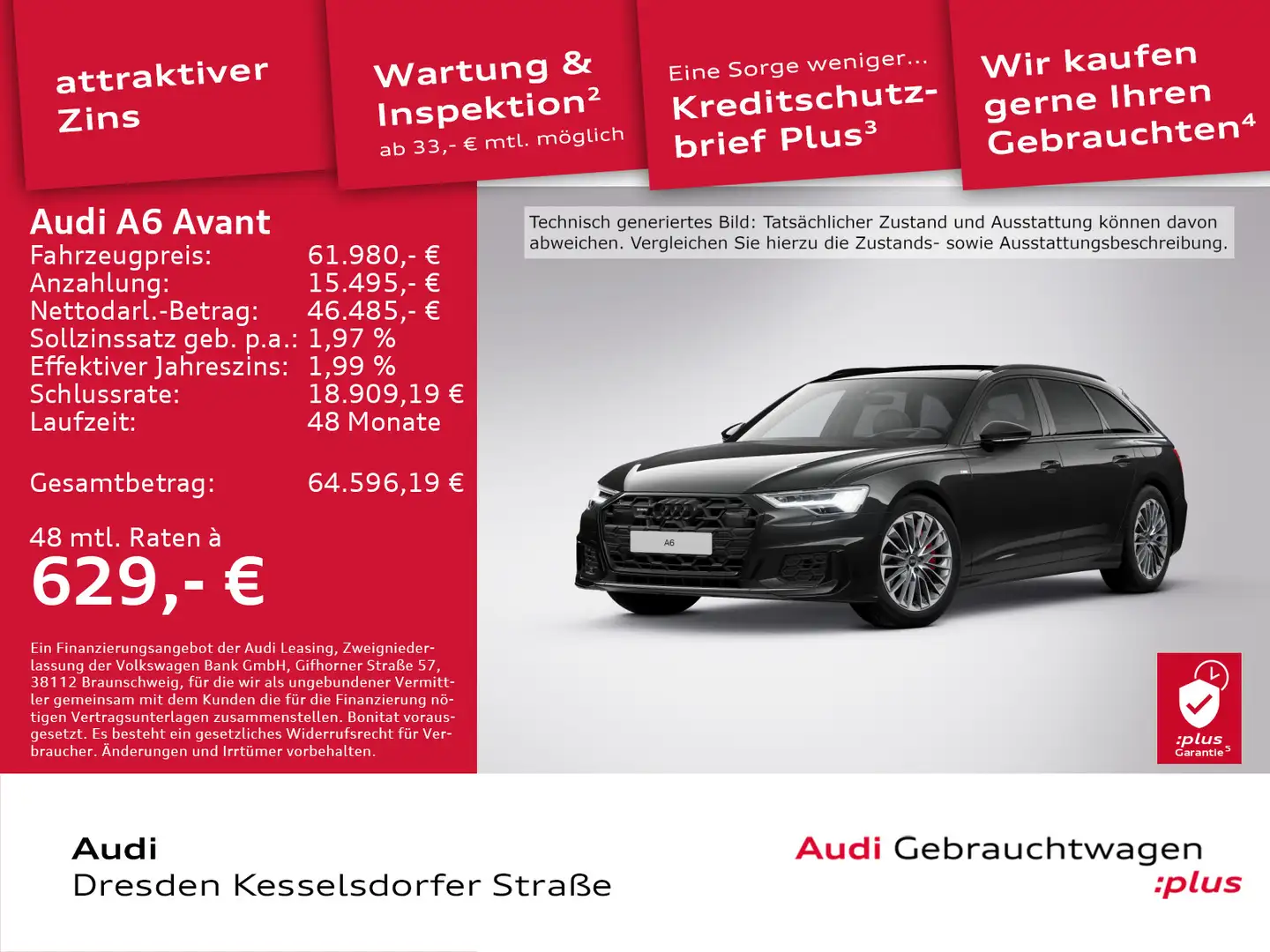 Audi A6 TFSI e Design S line 55 e quattro 270(3 Schwarz - 1
