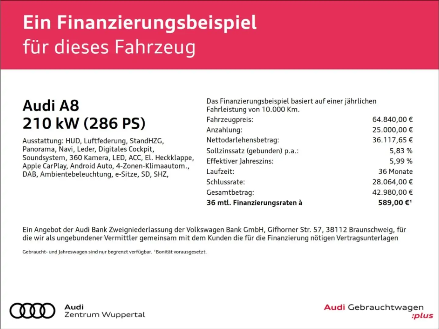 Audi A8 50 TDI QUATTRO B&O DAB LEDER STANDHEIZUNG ACC 19 A Schwarz - 2