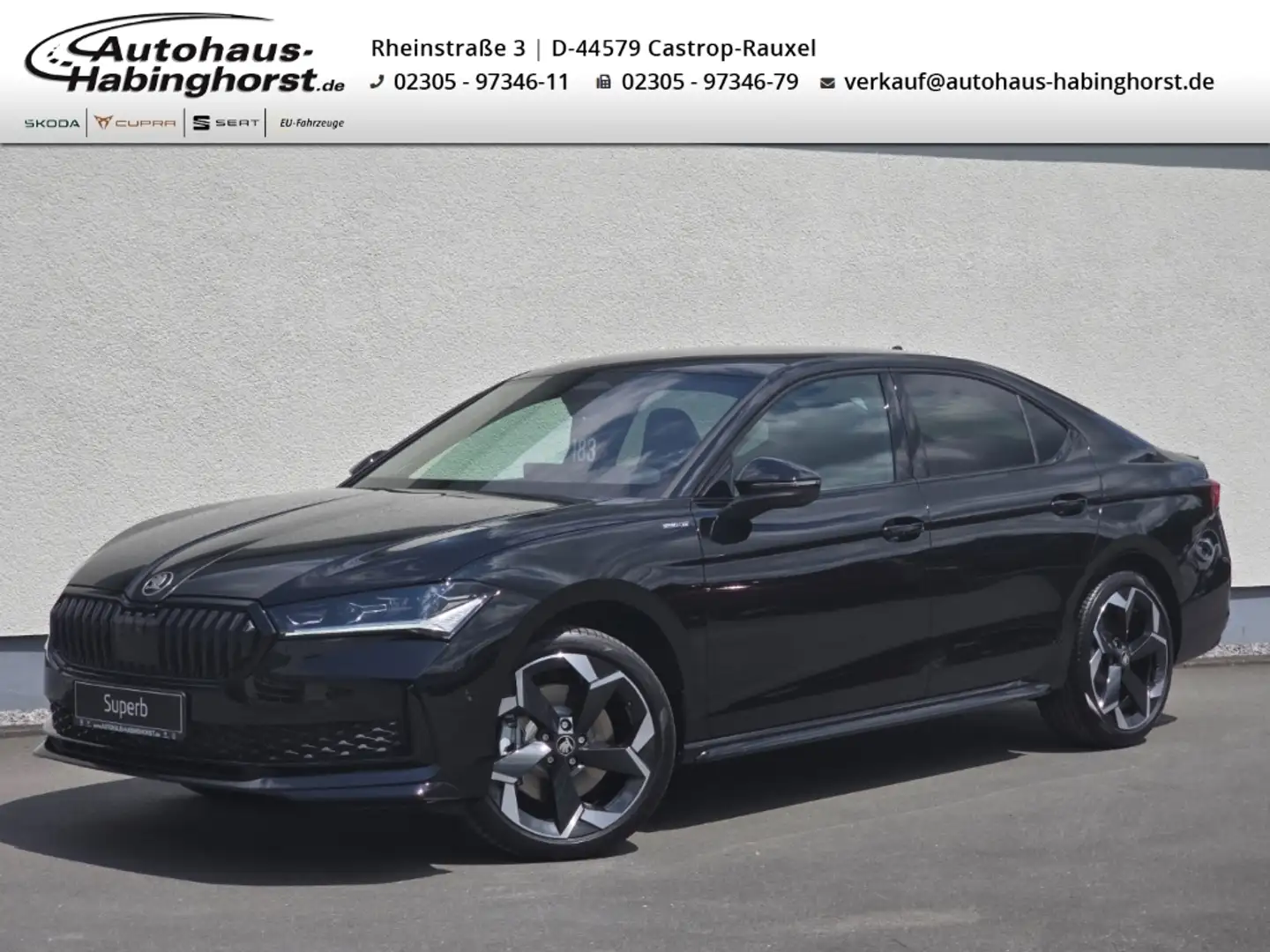 Skoda Superb IV 2.0 TDI DSG 4x4 Sportline Standhzg AHK 360 Head Noir - 1