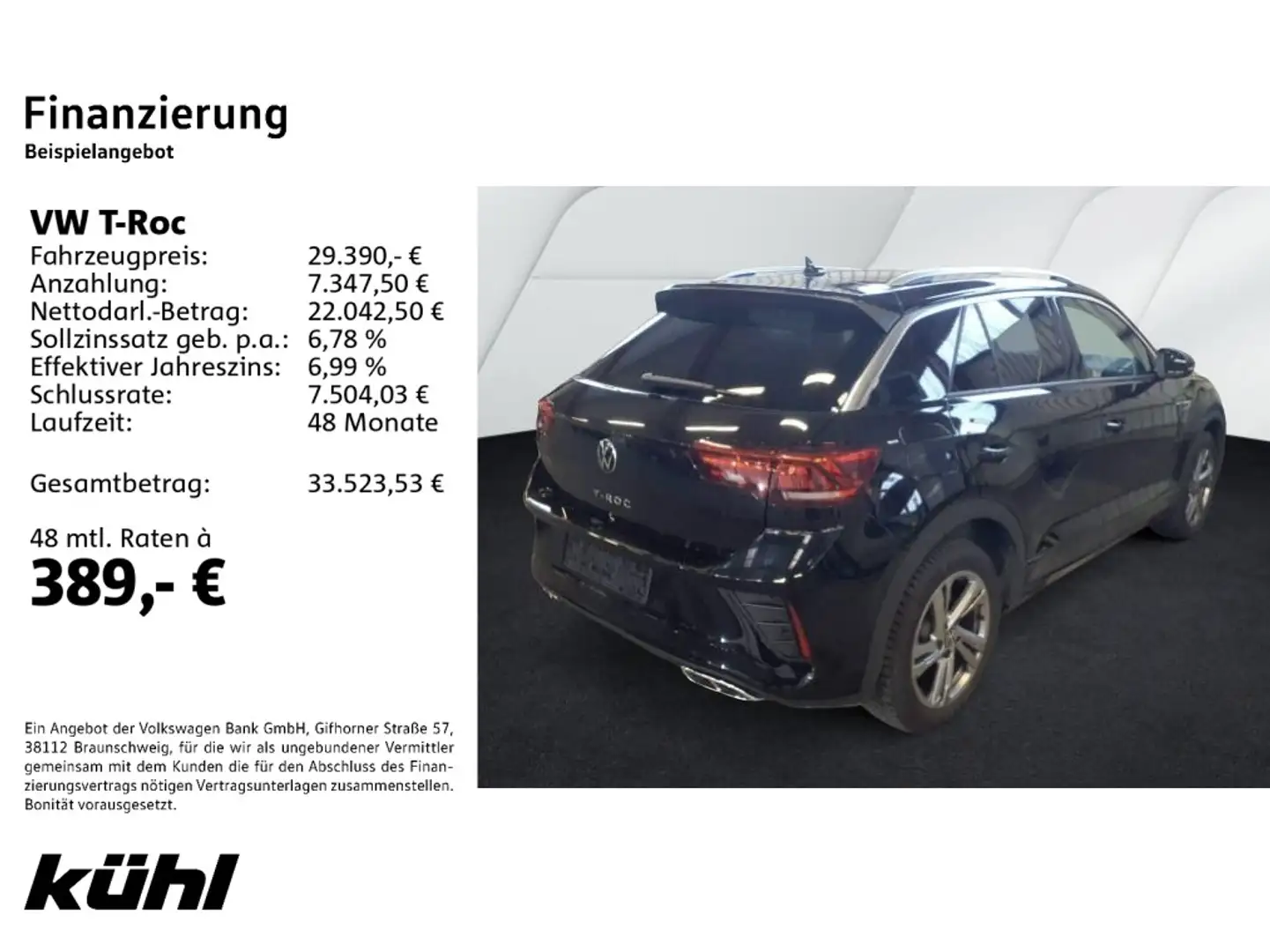 Volkswagen T-Roc 1.5 TSI DSG R line LED+/ACC/Kamera/App/Nav Schwarz - 2