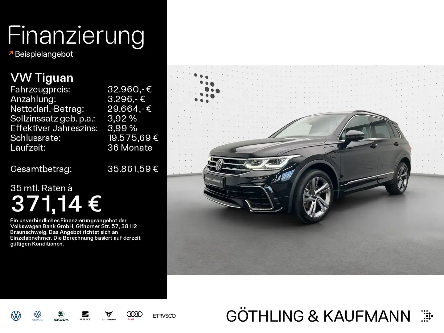 Volkswagen Tiguan R-Line 1.4TSI eHybrid*NAVI*PANO*AHK*KAM*I Schwarz - 1