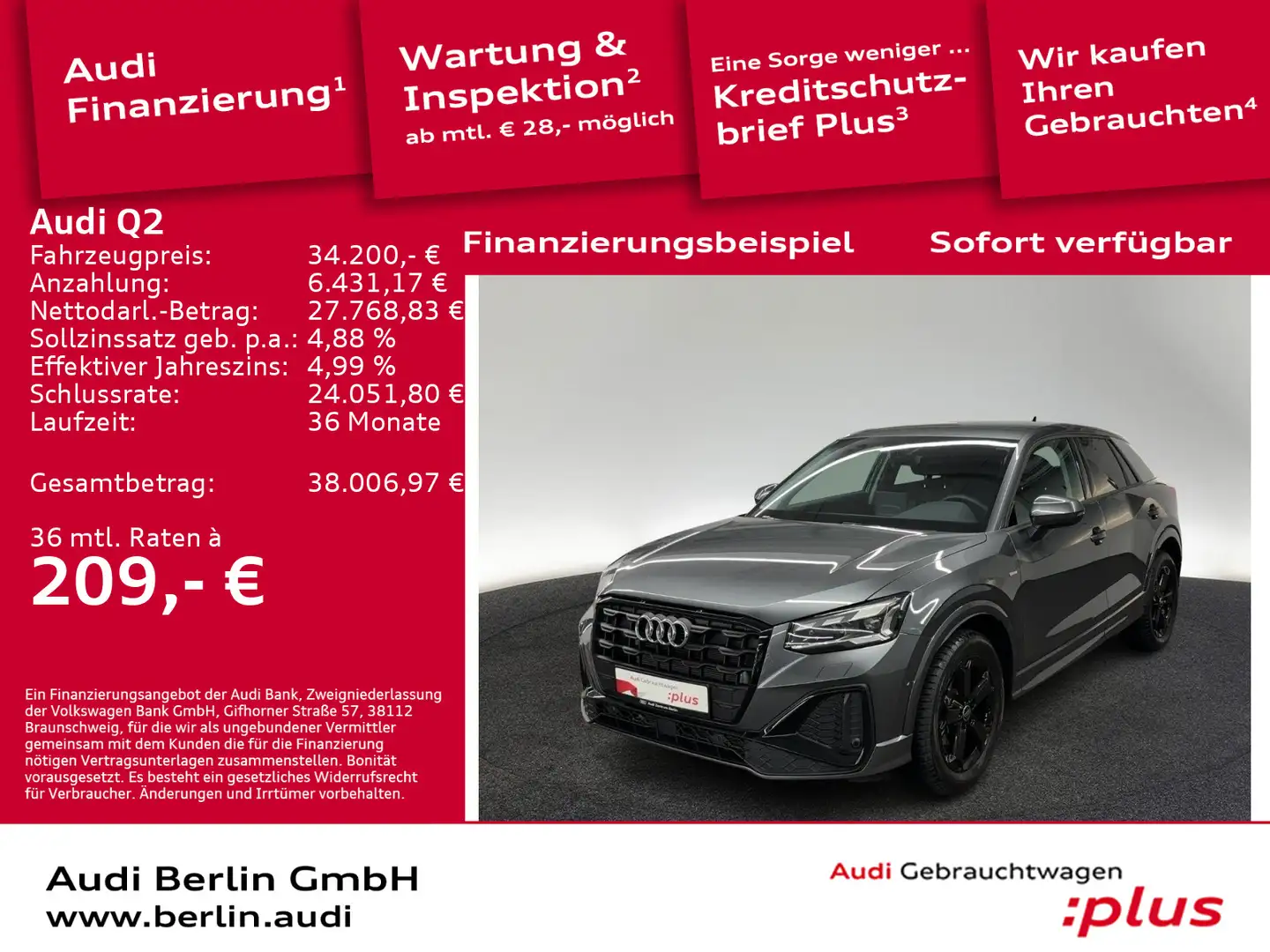 Audi Q2 S line 35 TFSI S tr. MATRIX RFK NAVI Grau - 1