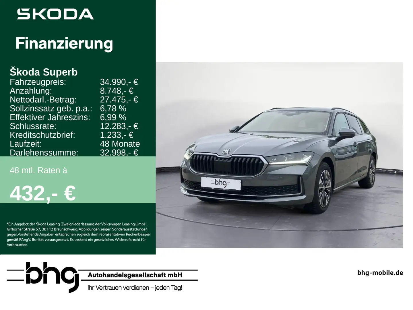 Skoda Superb Combi 2.0 TDI DSG Selection Grau - 1