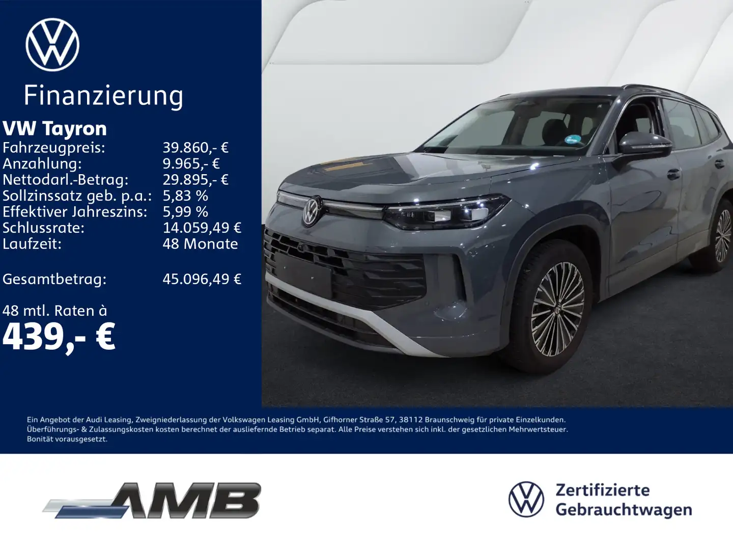 Volkswagen Tayron Life 1.5 eTSI AHK/IQ.Light/Nav/7Sitz/IQ.D Grau - 1