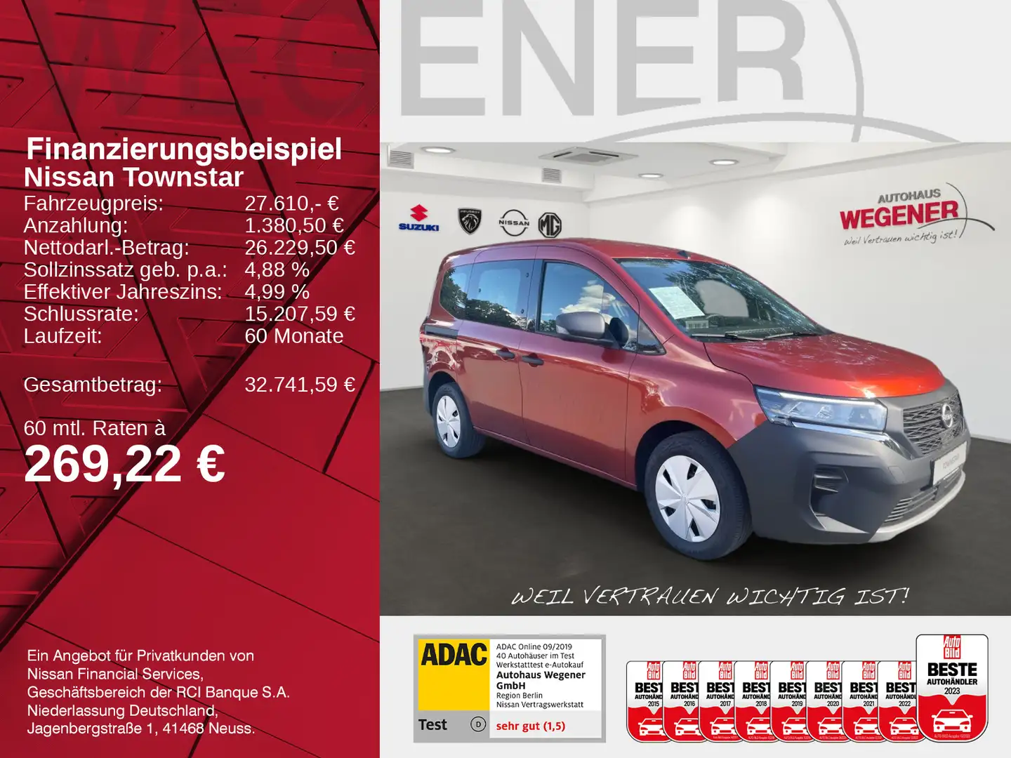 Nissan Townstar TOWNSTAR ACENTA Kombi L1 DIG-T 130 AT 2ST Rouge - 2