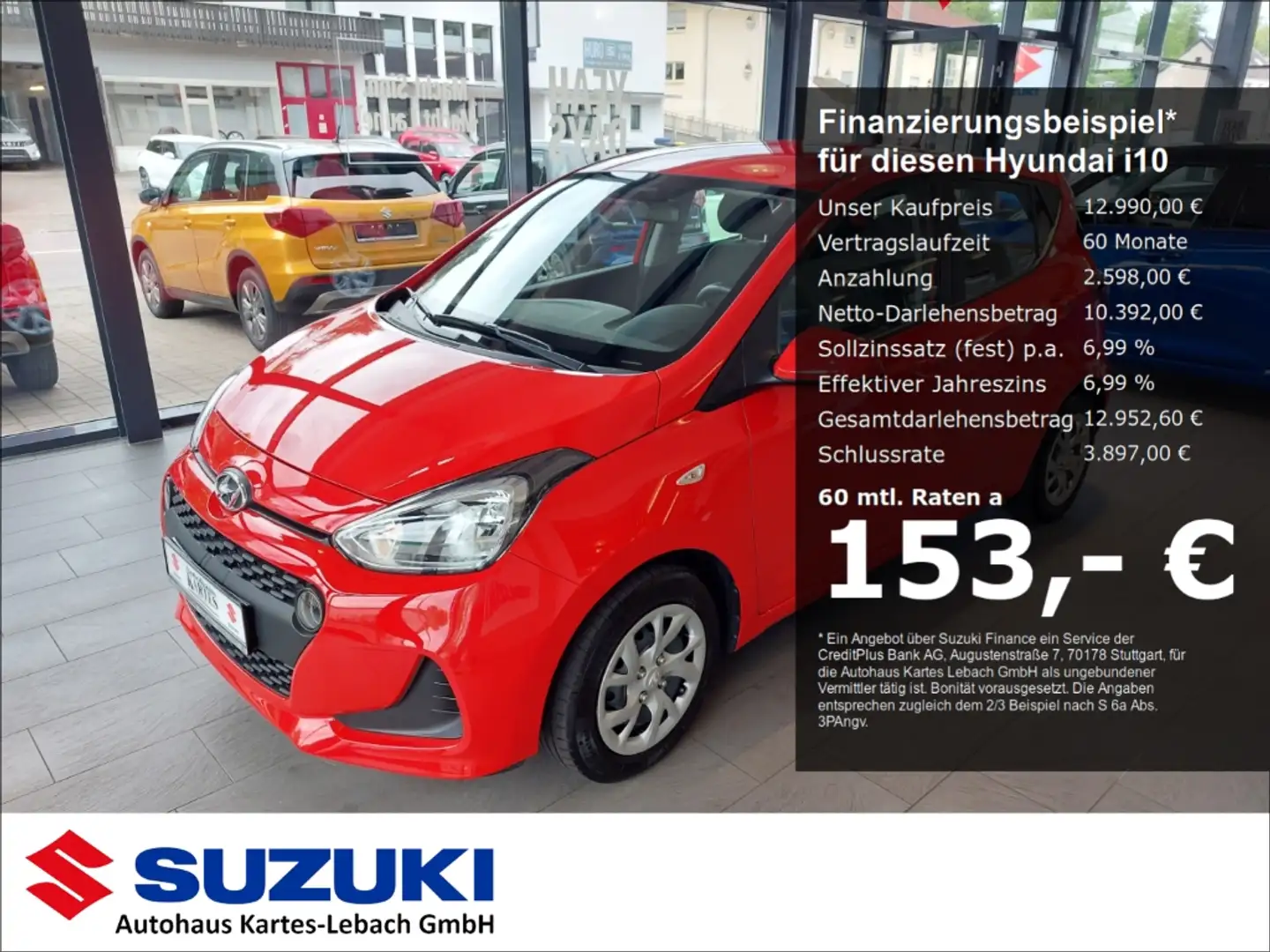 Hyundai i10 Trend 1.0 Automatik  AC SHZ 1.Hand  Scheckheft Rouge - 1