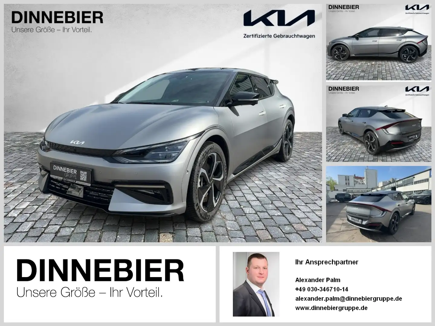 Kia EV6 GT-Line 77.4 AWD Glasdach+360°Kamera+LED Grau - 1