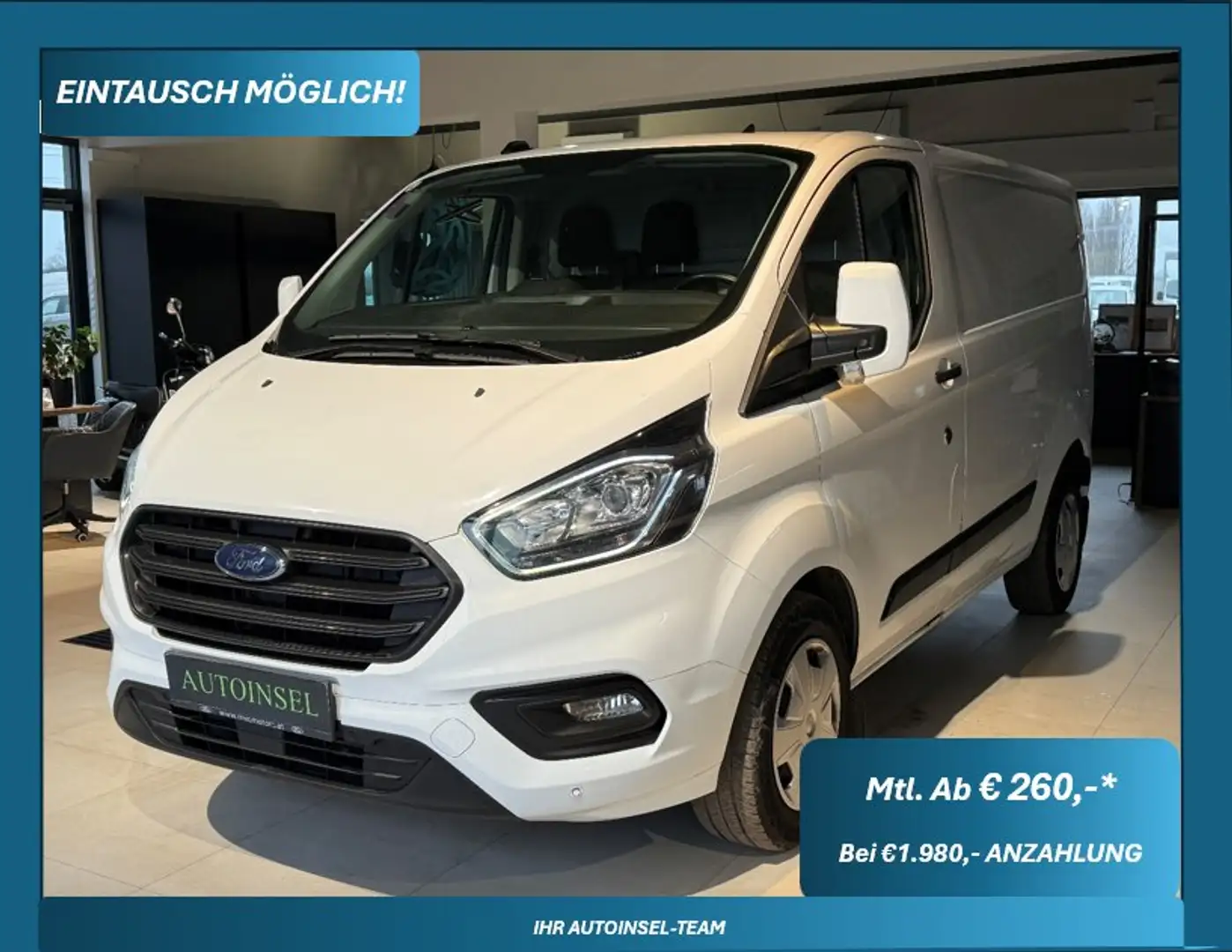 Ford Transit Custom 340 L1 Trend Tempomat+PDC Blanc - 1