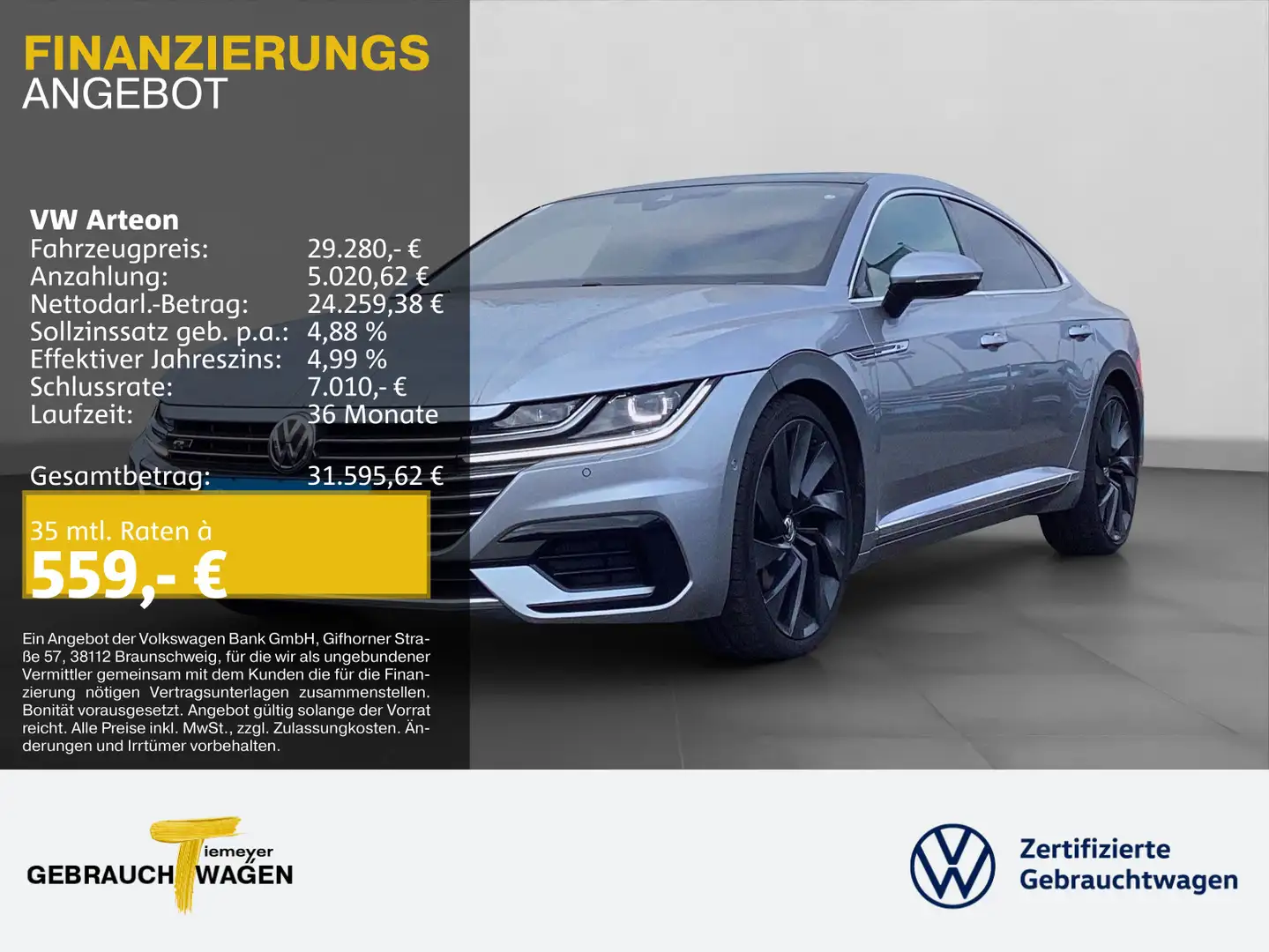 Volkswagen Arteon 2.0 TDI DSG 4M R-LINE LED VIRTUAL PANO LM Silber - 1