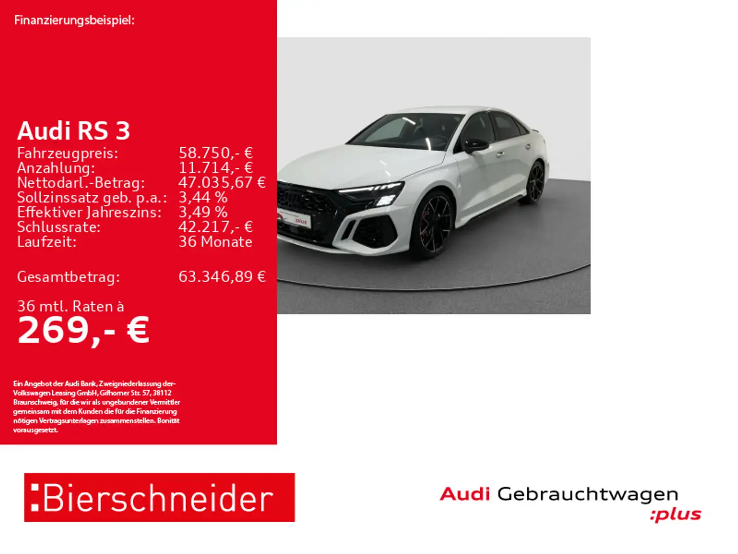 Audi RS3 Lim 19 MATRIX HUD B&O 360 Weiß - 1