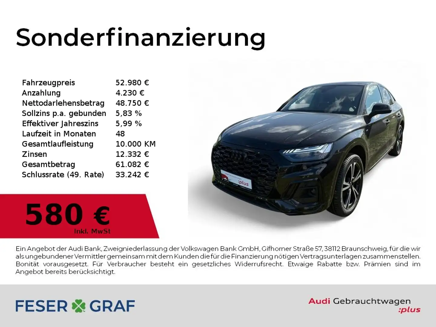 Audi Q5 Sportback S line 40TFSI quattro Matrix/360°Cam/Nav Schwarz - 1