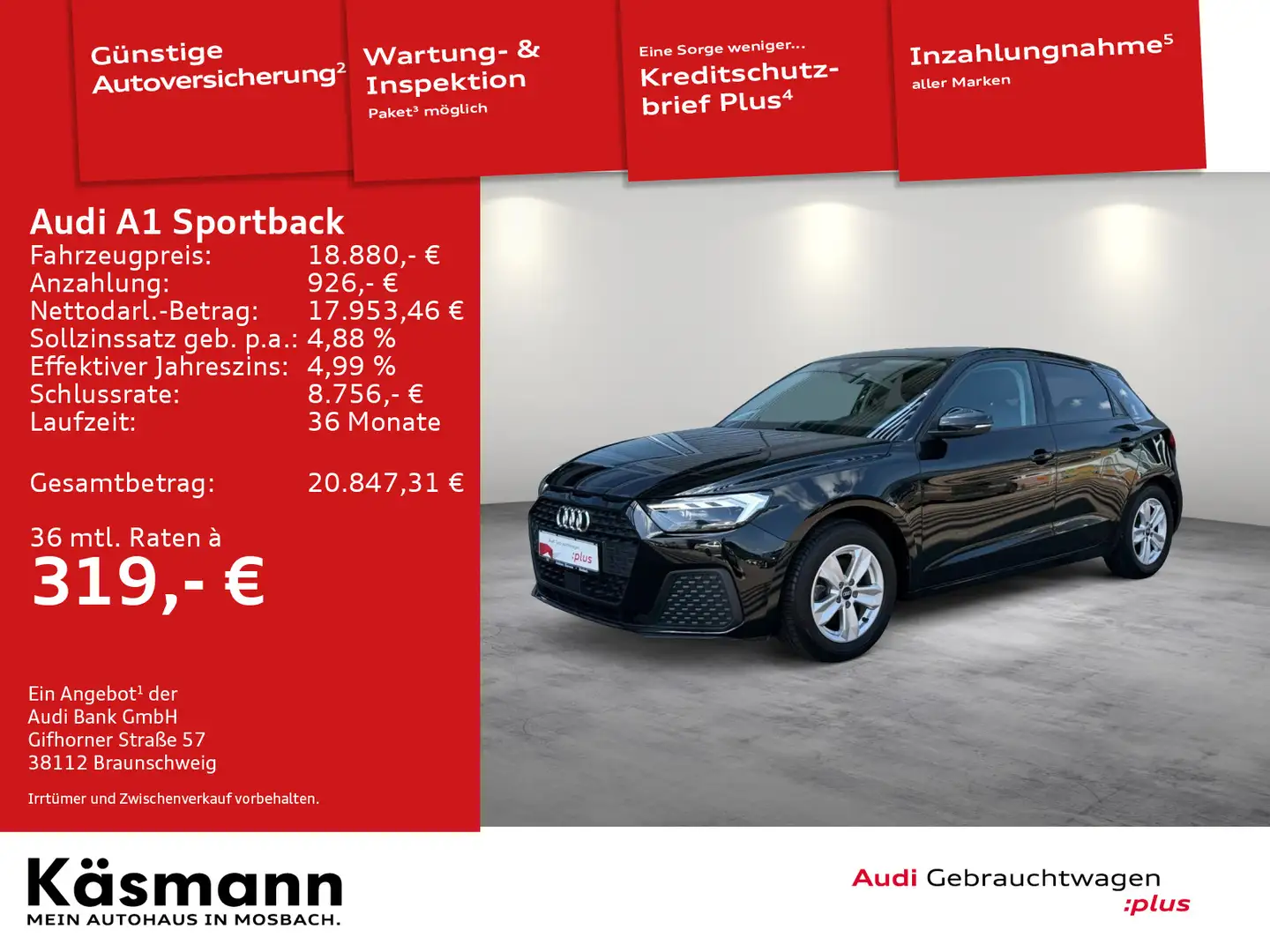 Audi A1 30TFSI LED NAV KAM PDC SHZ Nero - 1