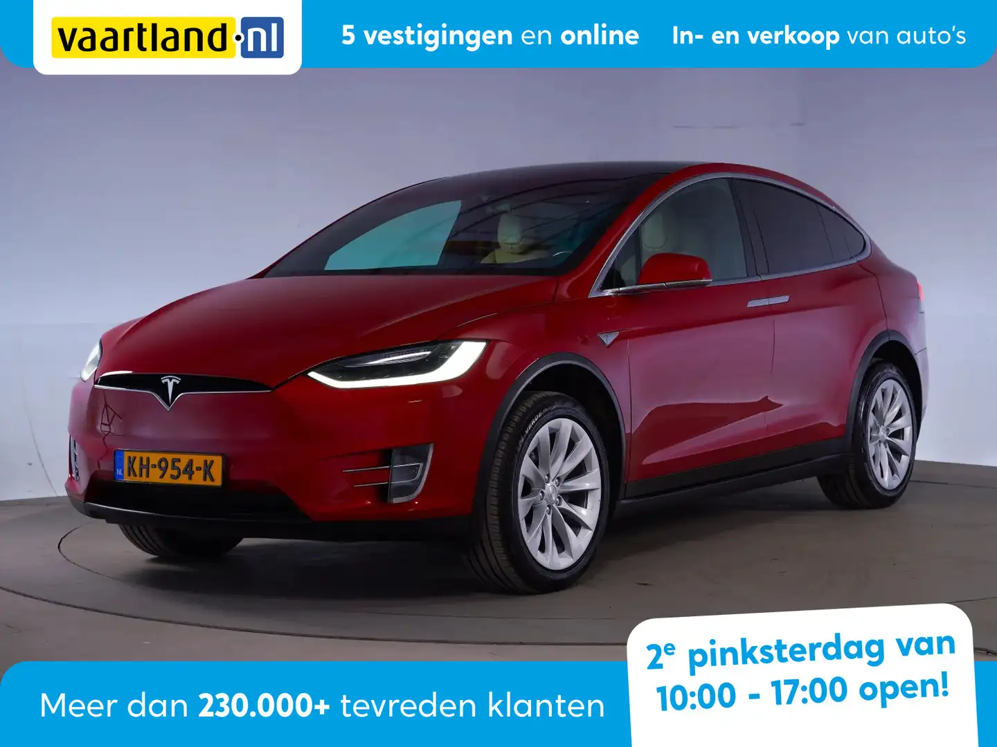 Tesla Model X 90D Base 7-pers. [ Panoramadak Leder ] Rojo - 1