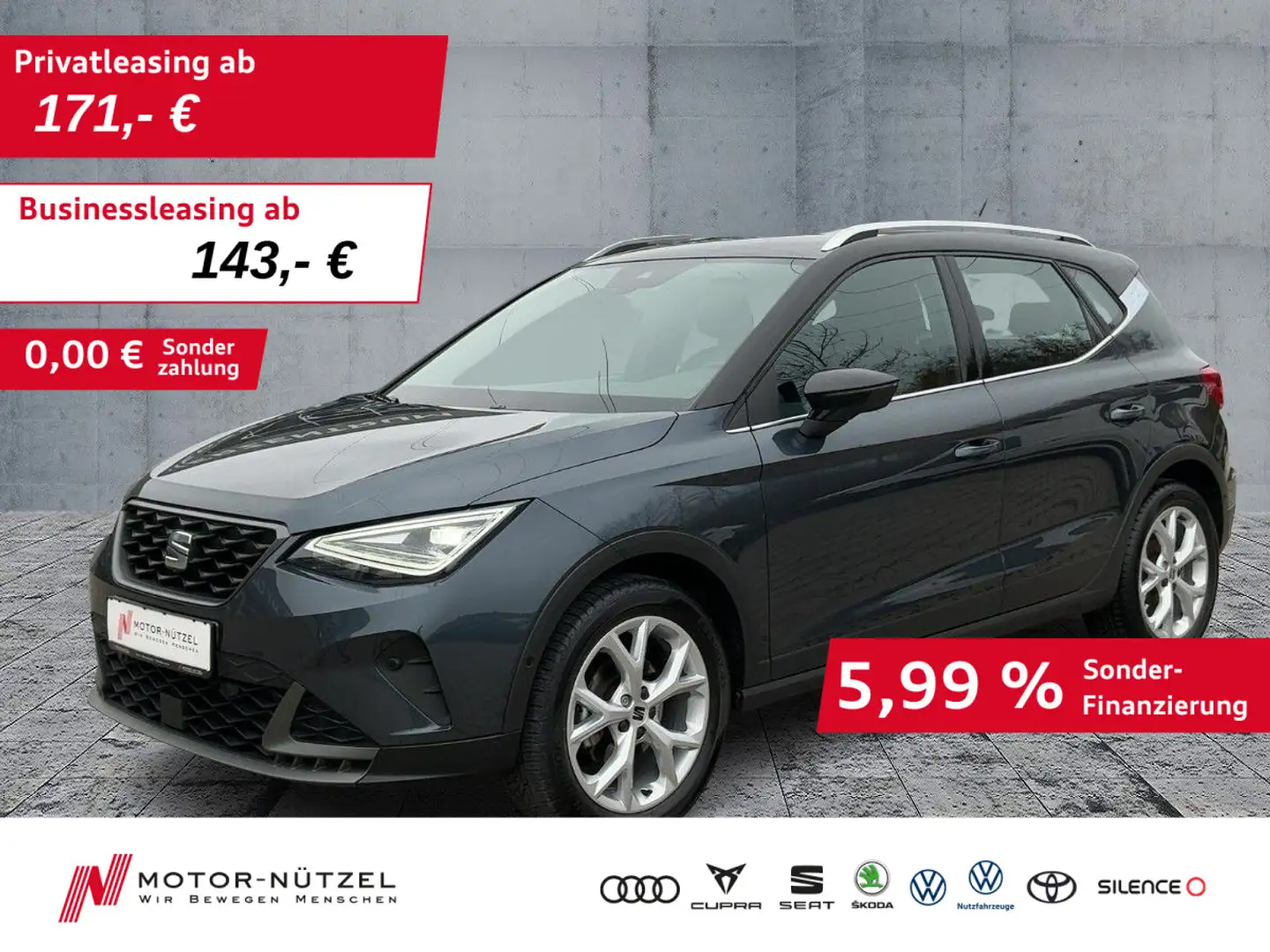 SEAT Arona 1.0 TSI FR-LINE LED+NAV+APP+GRA+PDC+RFK+VC Grau - 1