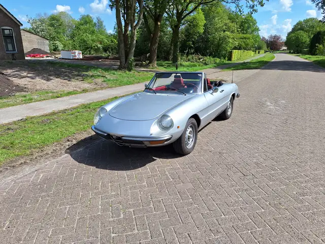 Alfa Romeo Spider 1600 coda tronca (1979) zilver/rood, gerestaureerd