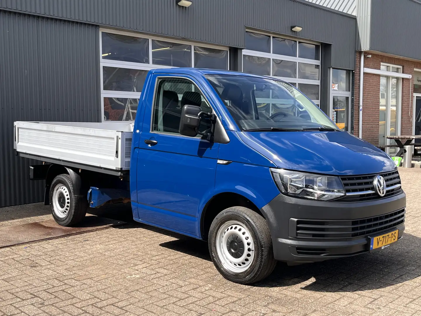 Volkswagen T6 Transporter 2.0 TDI Euro 6 Pick up open laadbak Pick-up Airco Blauw - 1