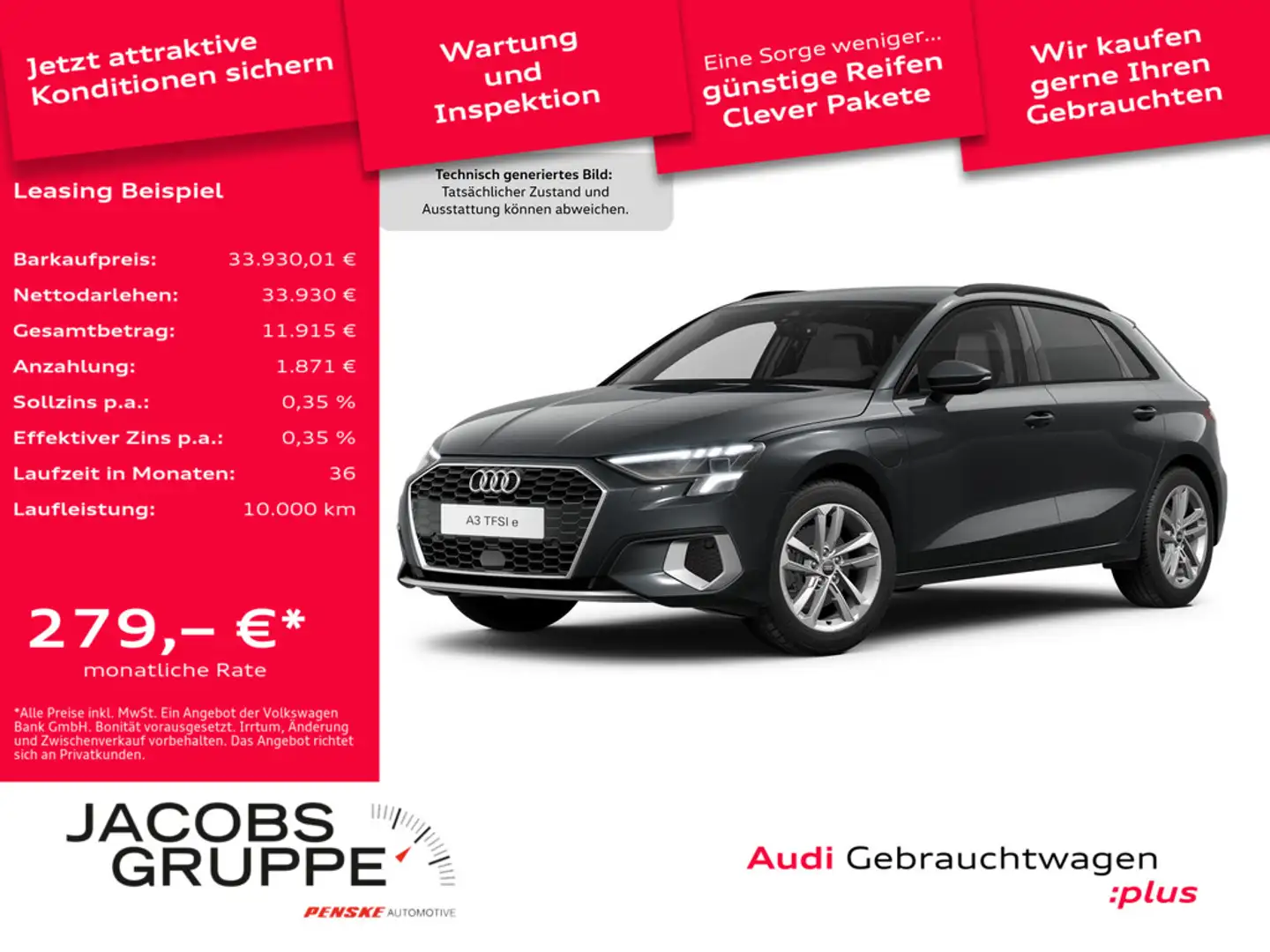 Audi A3 Sportback 40 TFSI e advanced Kamera, Navi Grau - 1
