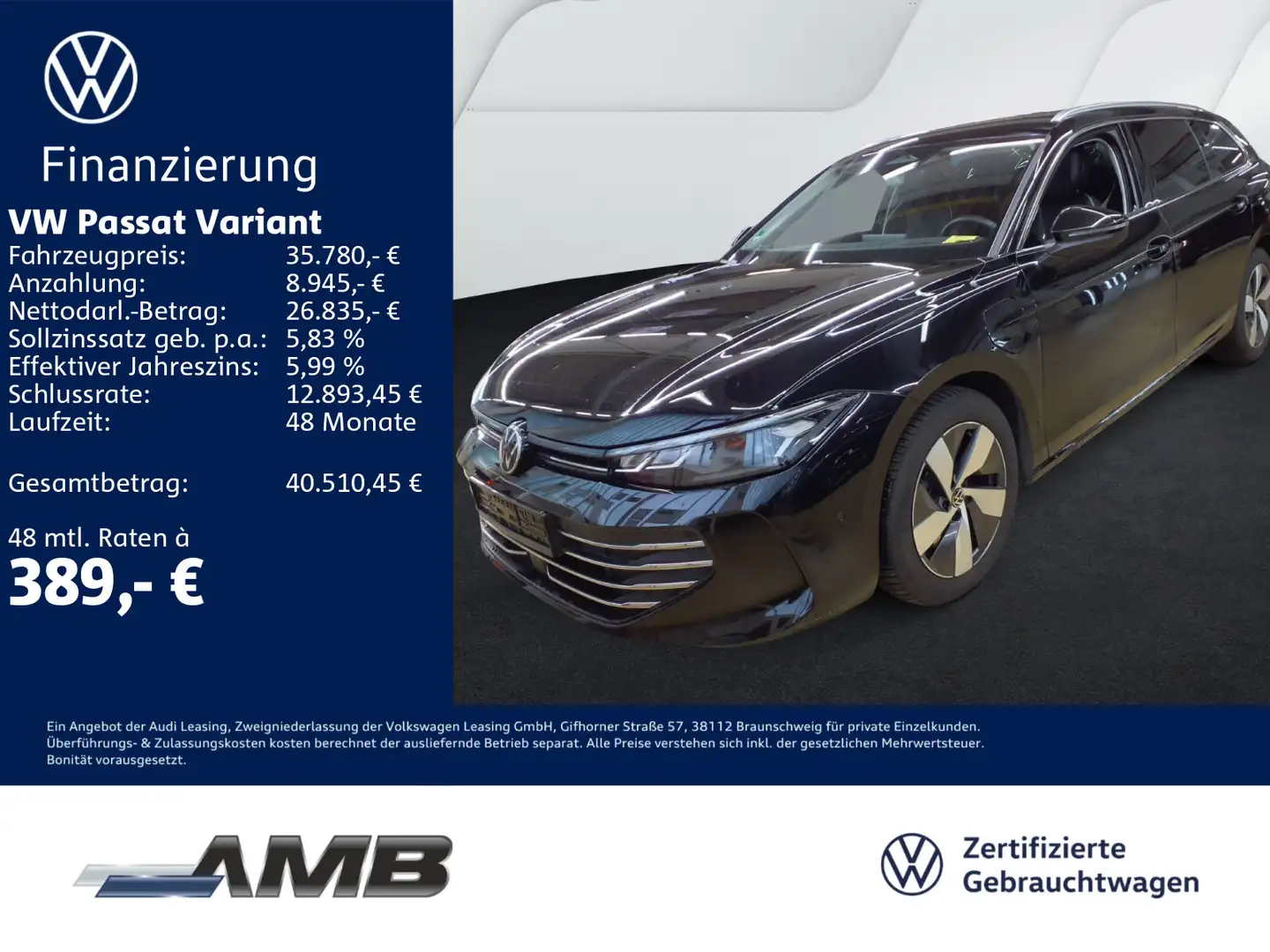 Volkswagen Passat Variant Business 1.5 eHybrid AHK/HuD/Navi Schwarz - 1