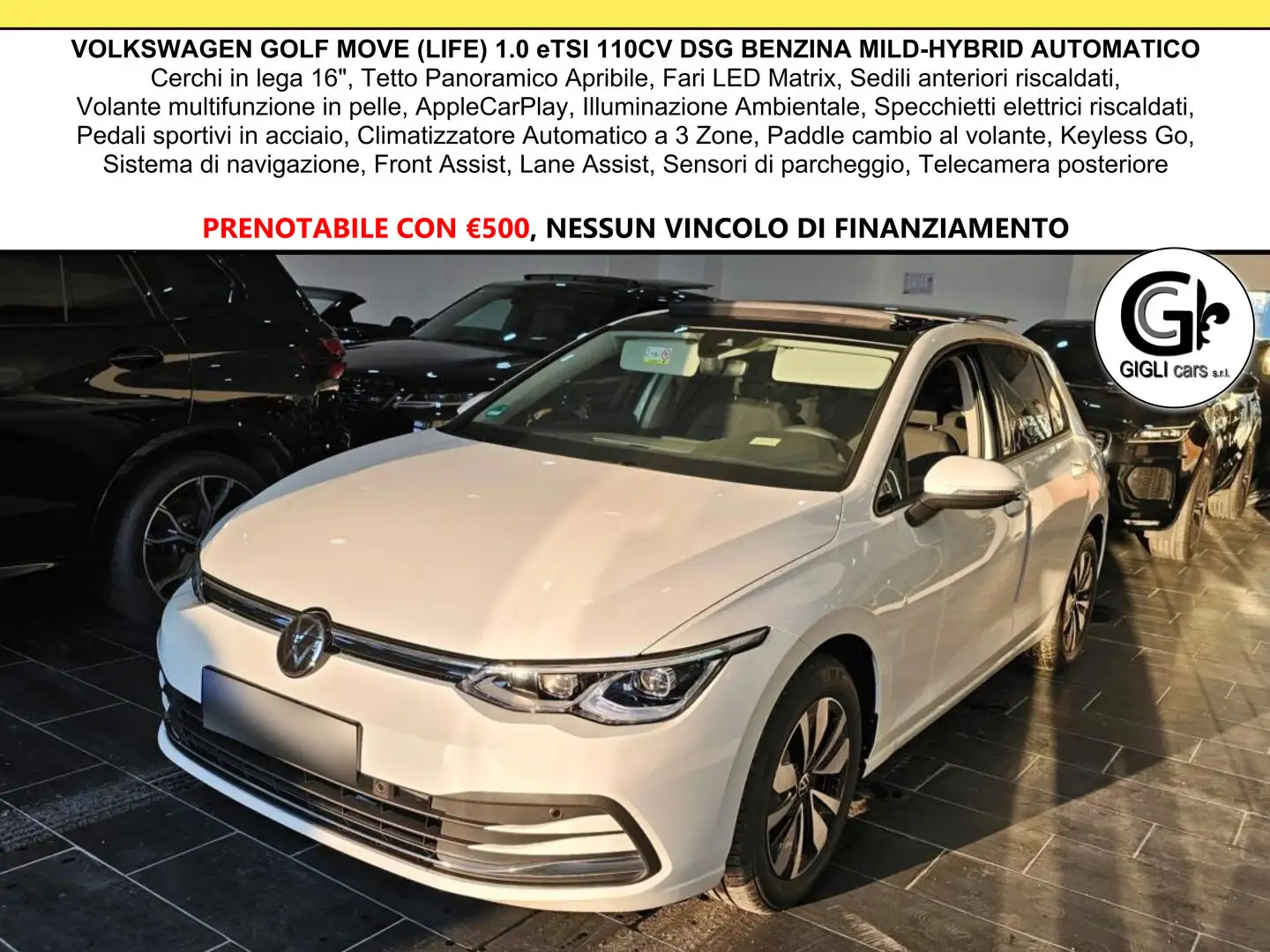 Volkswagen Golf ETSI MOVE LIFE C.16 Tetto Led Matrix Clima3Zone Bianco - 1