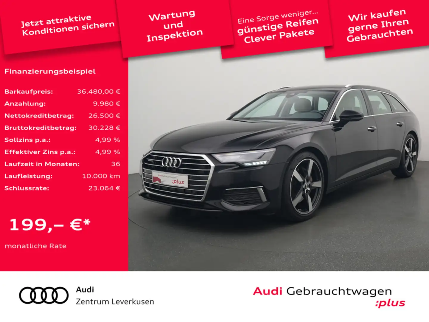 Audi A6 Avant quattro design STANDHZ LEDER AHK NAV Schwarz - 1
