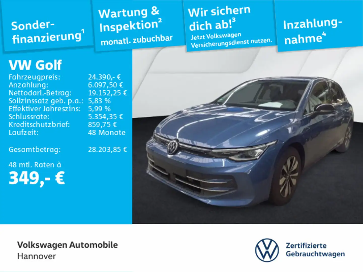 Volkswagen Golf VIII 1.5 TSI Goal Navi AHK ACC LED Dig.Cock Blau - 1