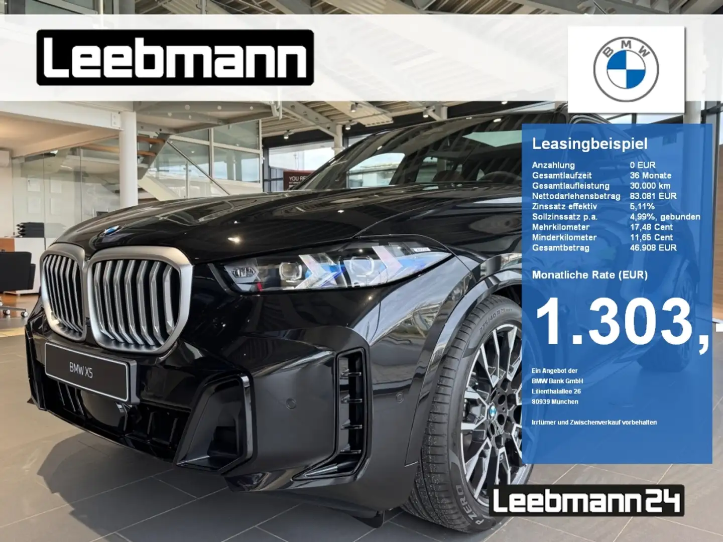 BMW X5 xDrive30d M-Sportpaket AHK/LuftFW/GSD/Int-AL Schwarz - 1