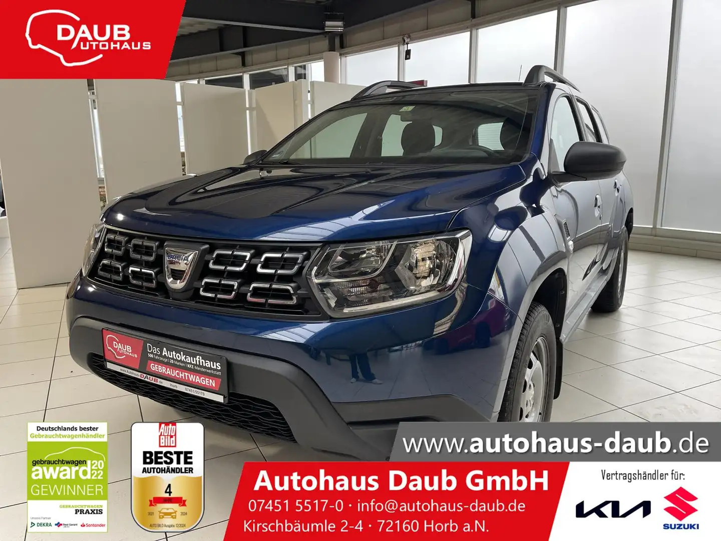 Dacia Duster II SCe 115 Comfort+1.Hand+AHK+Navi+Klima+ Blau - 1