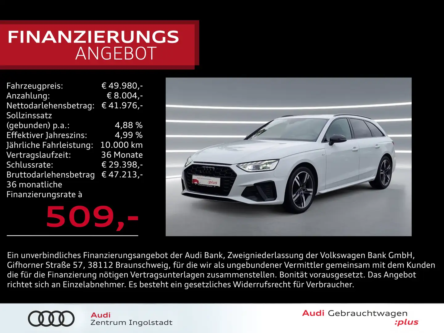 Audi A4 Avant 35 TDI 2x S line LED AHK ACC KAM NAVI S line Weiß - 1