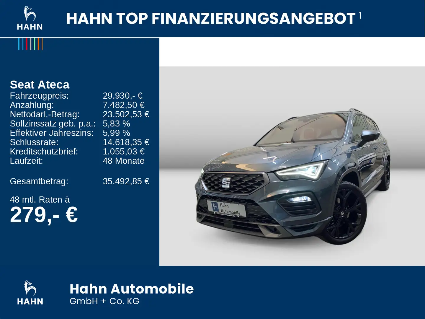 SEAT Ateca 2.0TSI DSG 4Drive FR AHK Beats Cam Pano Grau - 2