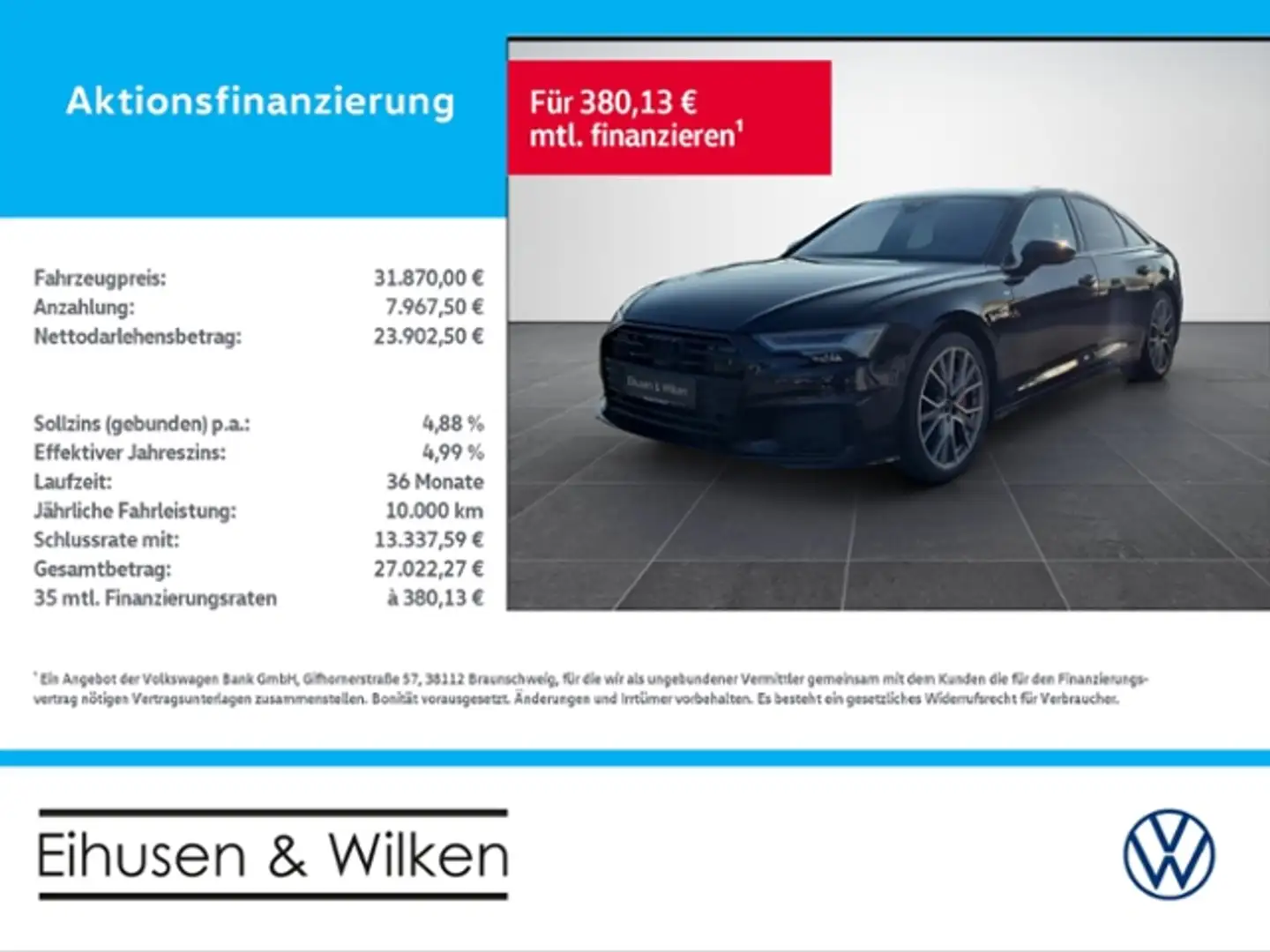 Audi A6 Limousine 55+TFSI e+ADVANCED+LEDER*B&O+AHK+ Negru - 1