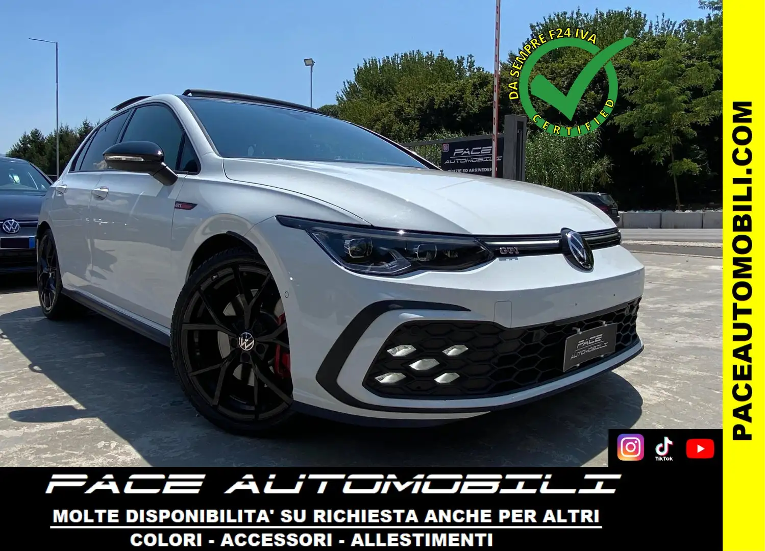 Volkswagen Golf GTI PELLE TETTO 19"MATRIX IQ LED BLACK ACC HUD PDC DCC Bianco - 1