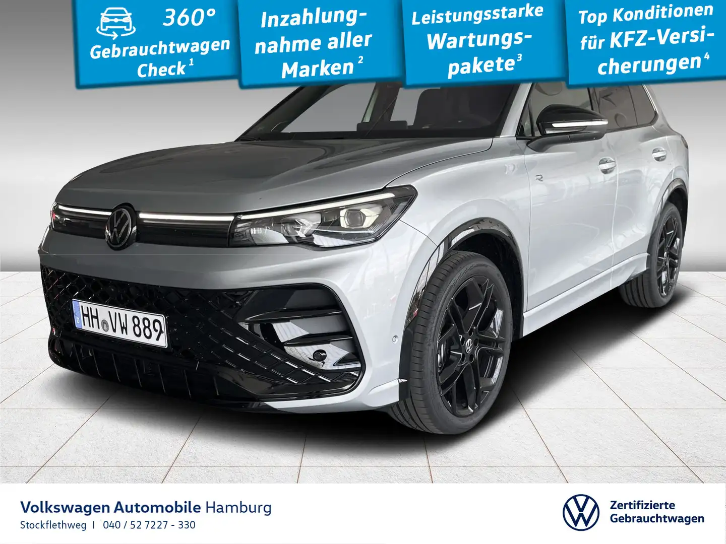 Volkswagen Tiguan R-Line 1.5 l eTSI DSG AHK ACC HeadUp Pano Zilver - 1