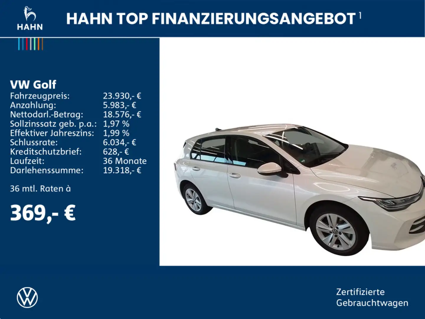 Volkswagen Golf VIII 1.5TSI Life LED AHK HUD Navi Sitzh ACC Bianco - 2