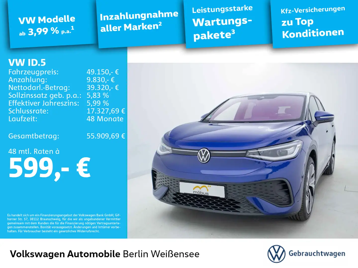 Volkswagen ID.5 Pro *IQ.DRIVE*HAMAR*LED*MFL*KEYLESS Blau - 1