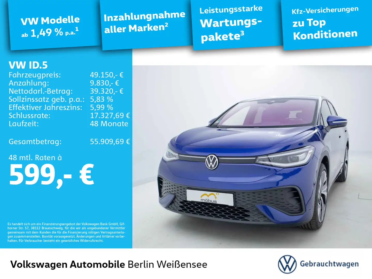 Volkswagen ID.5 Pro *IQ.DRIVE*HAMAR*LED*MFL*KEYLESS Blau - 1