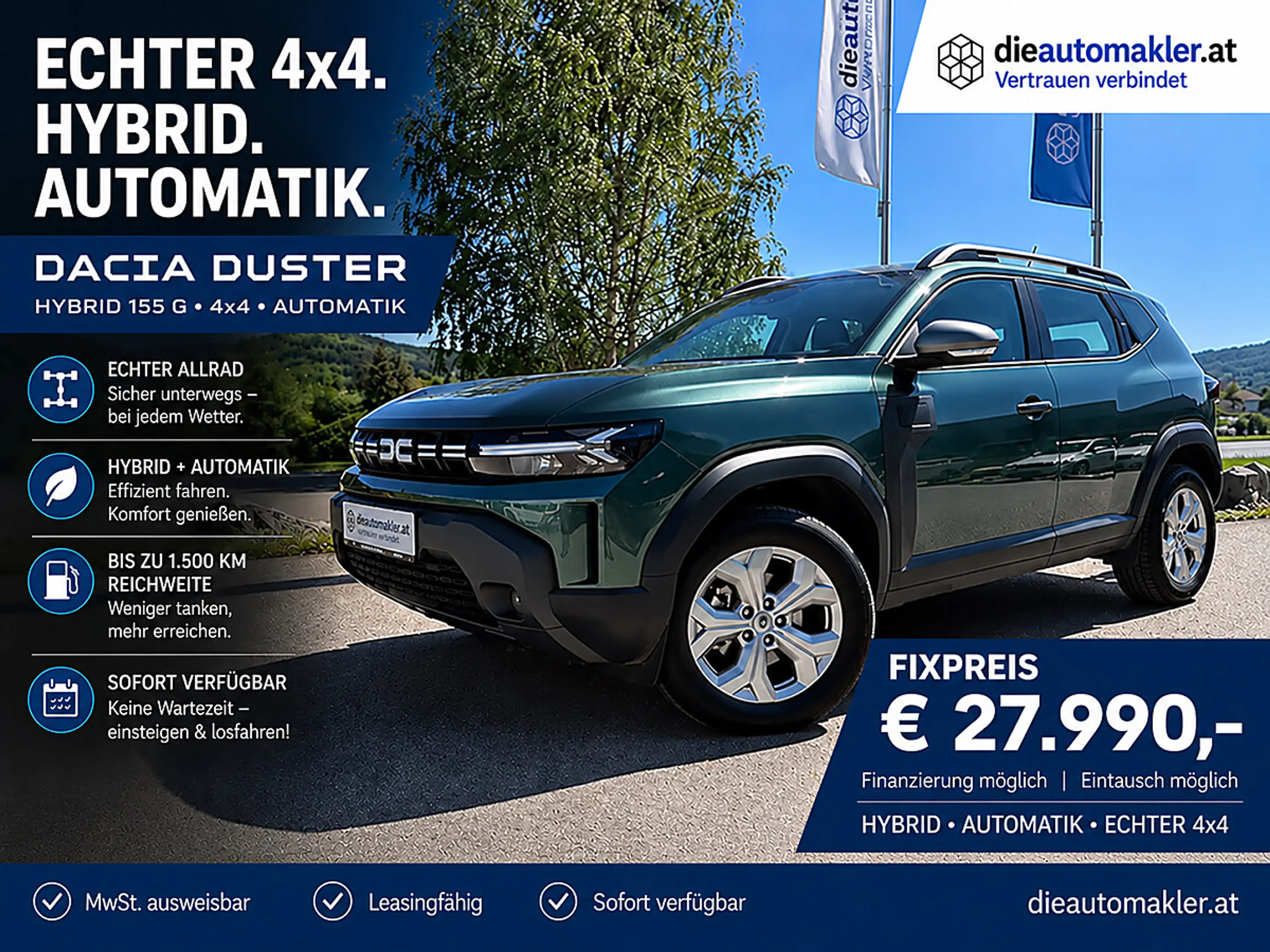 Dacia Duster ECHTER 4x4. HYBRID. AUTOMATIK |FIXPREIS € 27.99...