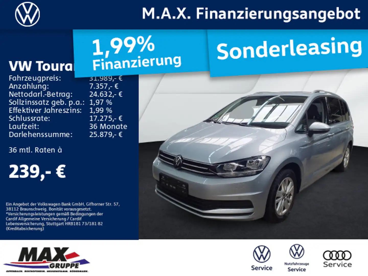 Volkswagen Touran 1.5 TSI COMFORTLINE 7-SITZE KAMER+AHK+DCP Argent - 1
