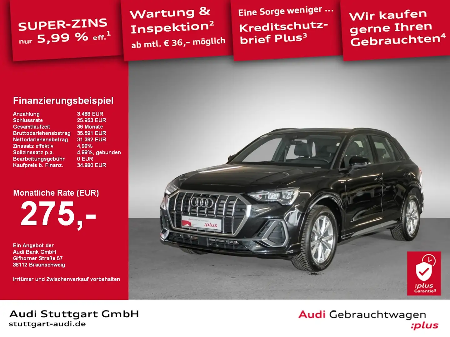 Audi Q3 S line 35 TDI S tronic SHZ Keyless Navi PDC Negro - 1