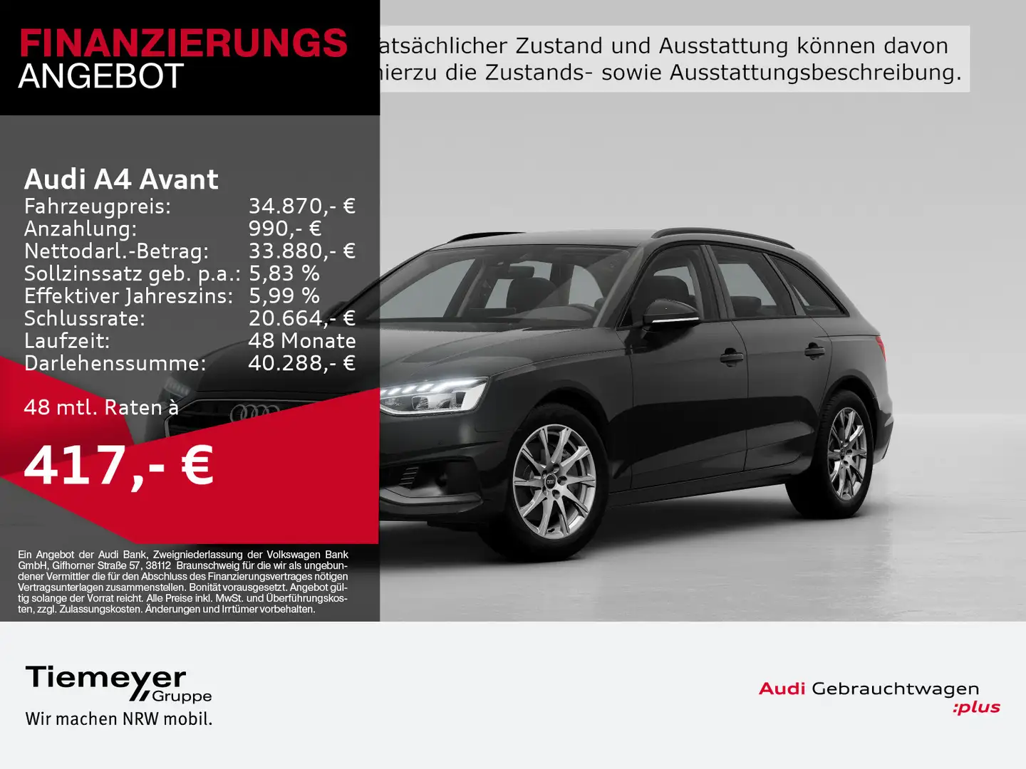 Audi A4 40 TFSI SHZG GJR LM17 GRA AHK Schwarz - 1