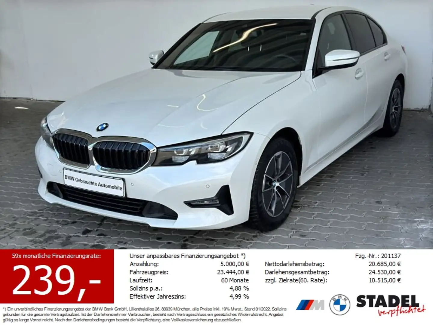 BMW 318 dA Lim. Navi.LED.DriveAs.WLAN.RüKam.Ambiente Wit - 1