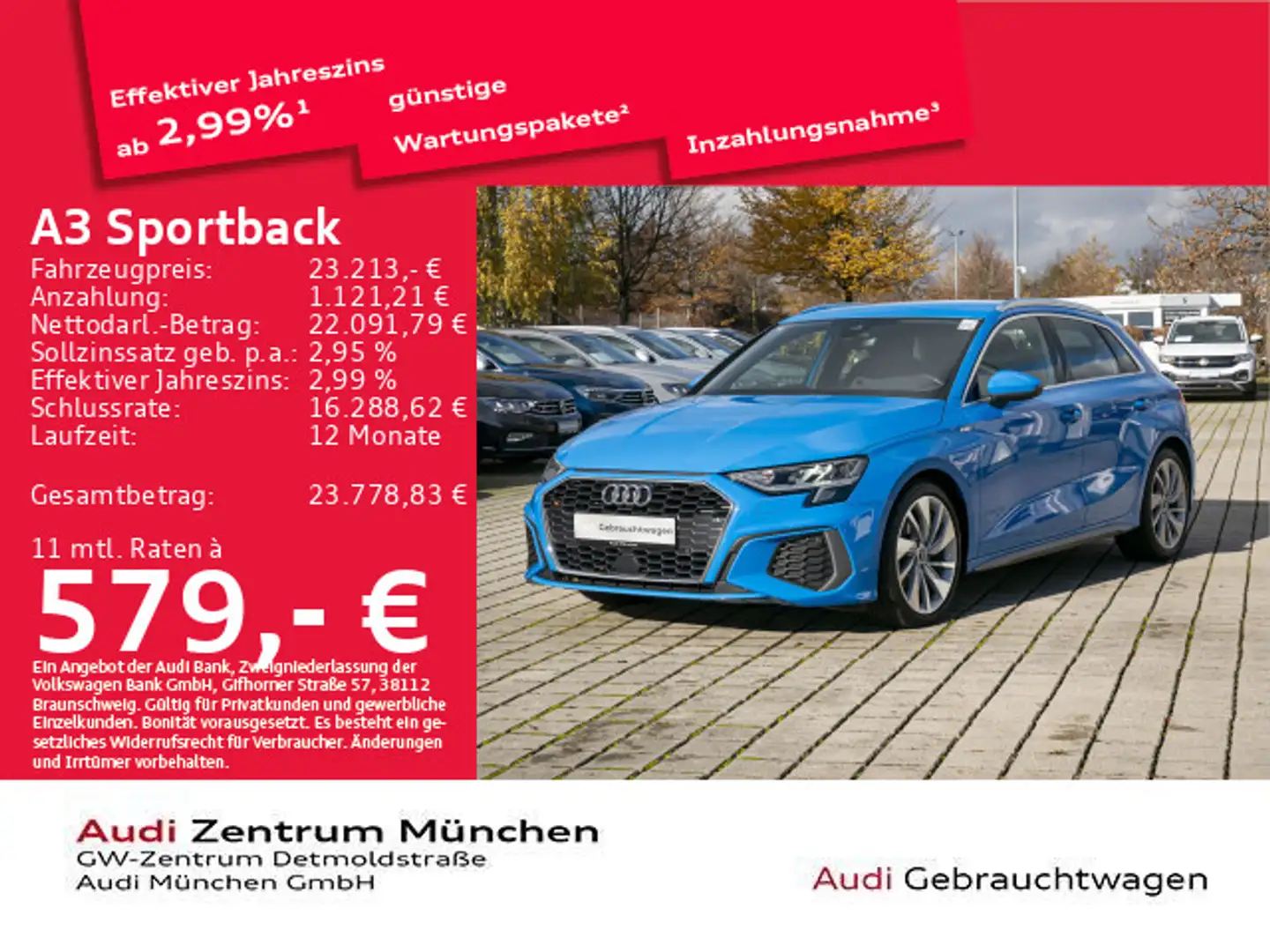 Audi A3 35 TFSI S line Kamera/Navi+ Blau - 1