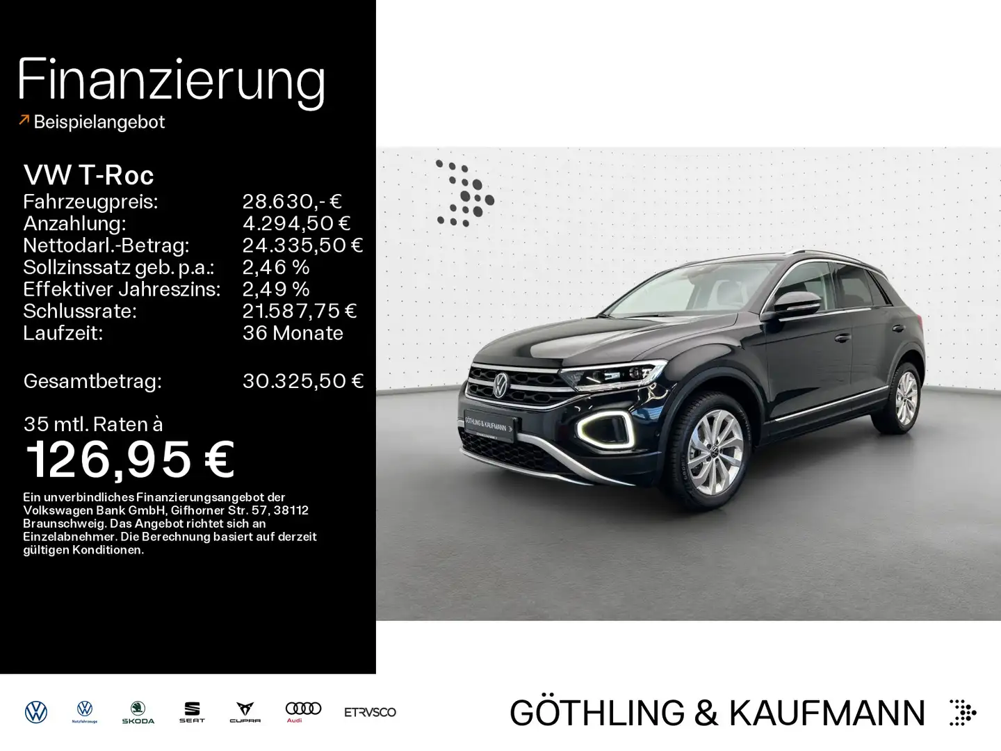 Volkswagen T-Roc T-ROC 1.5 TSI DSG STYLE*LED*AHK*PDC*SHZ*NAVI*KLI Schwarz - 1