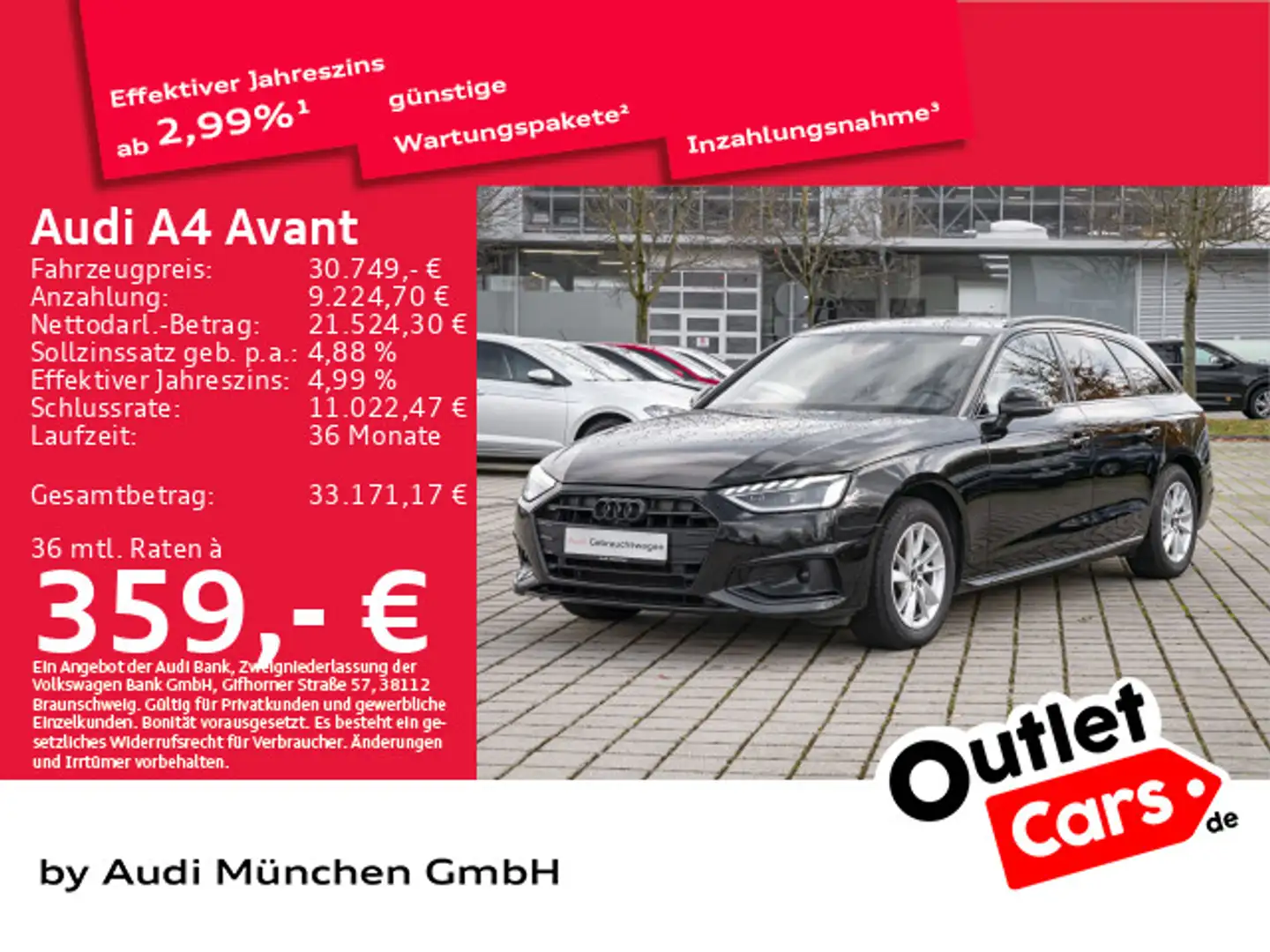 Audi A4 30 TDI S tronic Advanced Virtual/Navi+ Schwarz - 1