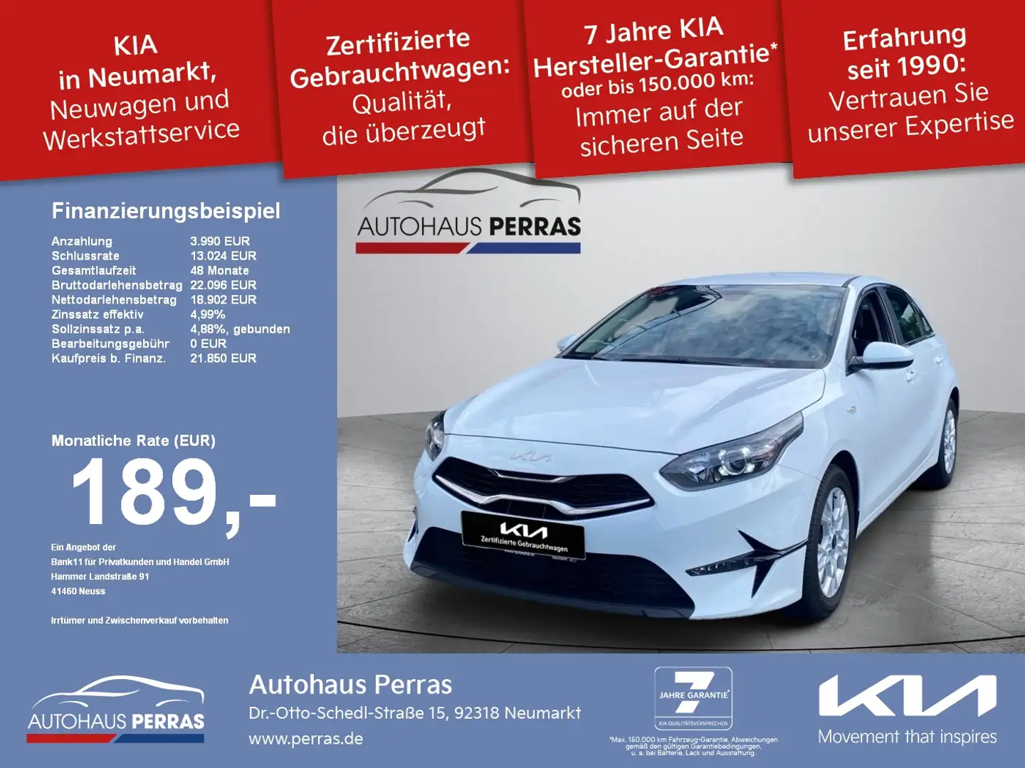 Kia Ceed / cee'd Ceed 1.5 T-GDI DCT7 Vision Komfort+ Navi ACC Navi Bianco - 1