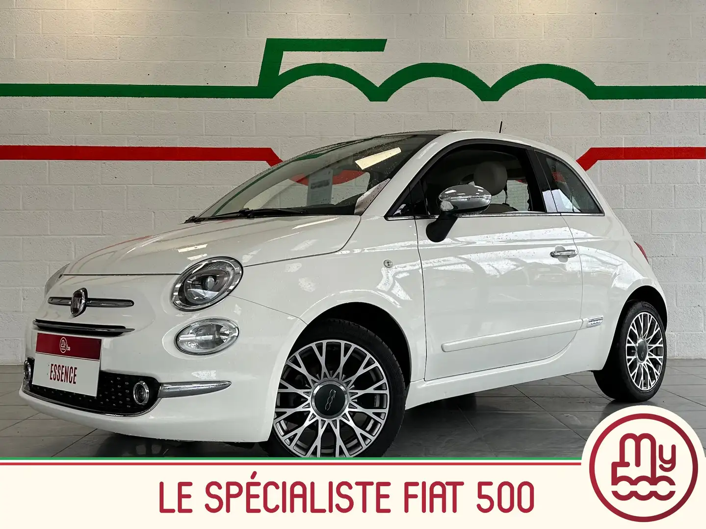 Fiat 500 1.2i Lounge * Navi * Toit pano* Clim auto Wit - 1